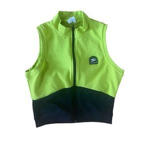 Womens Sugoi Lime Green Sleeveless Cropped Cycling Zip Up Jersey Size Medium